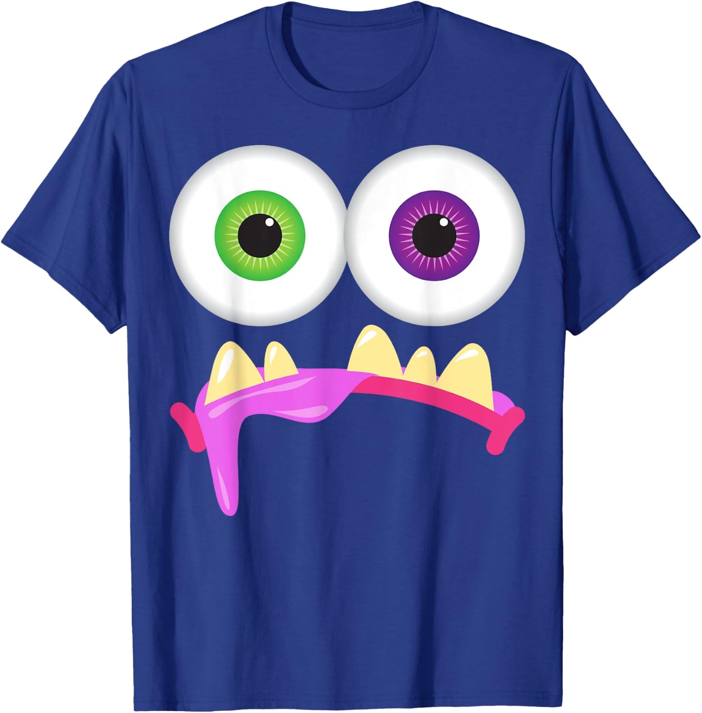 Cute Monster Face Men's Women's Goofy Costume Halloween T-Shirt - T-Shirt | Royal