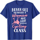 Spinning Class Never get between a women and Spin T-Shirt - T-Shirt | Royal