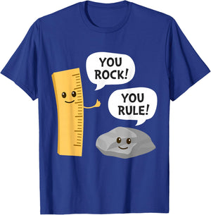 You Rock You Rule Funny Cute Kawaii Rock and Ruler Pun T-Shirt - T-Shirt | Royal