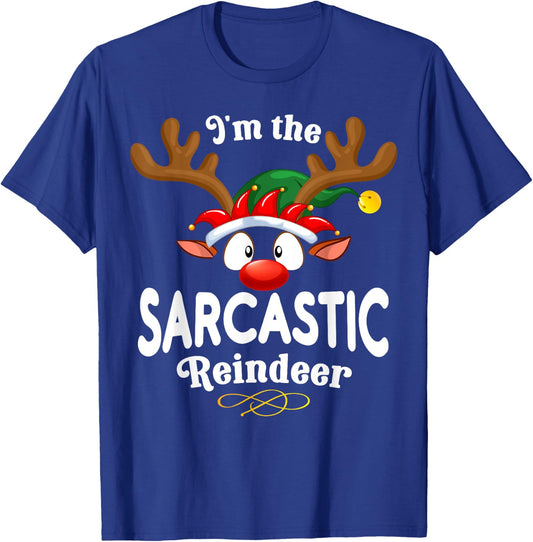 Christmas PJS Sarcastic XMas Reindeer Matching T-Shirt - T-Shirt | Royal