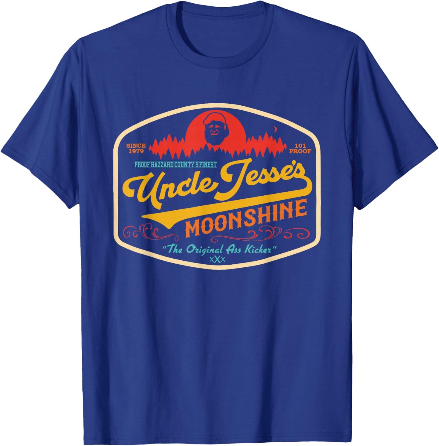 101 Proof Hazzard County's Finest Uncle Jesse's Moonshine T-Shirt - T-Shirt | Royal
