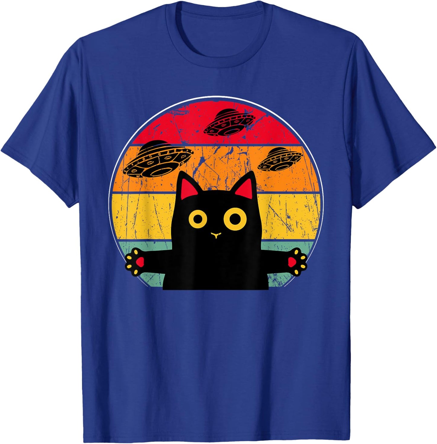 Alien Cat UFO Funny Galaxy Cat Shirt Spaceship Cat Women Kids T-Shirt - T-Shirt | Royal