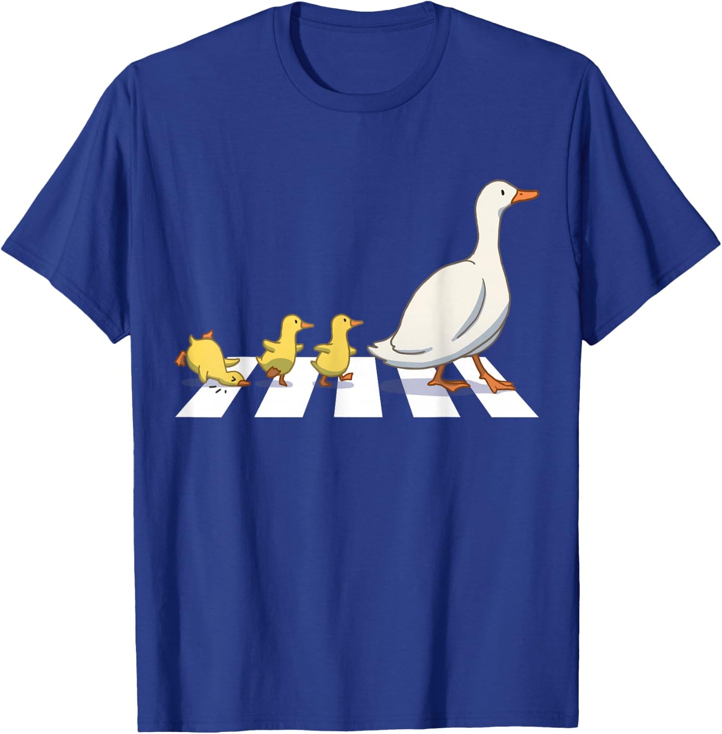 Funny Ducks Crossing Road Crosswalk Rooster Farmer Kid Men T-Shirt - T-Shirt | Royal