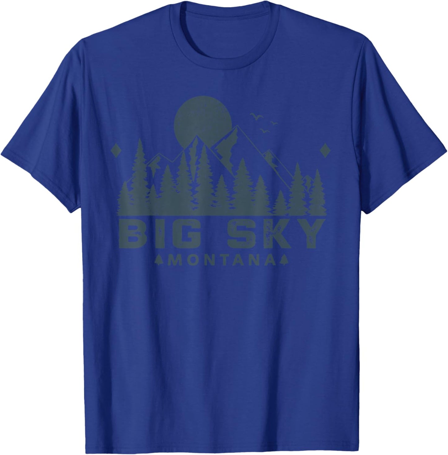 Vintage Big Sky Montana MT Ski Mountain Outdoor Vacation T-Shirt - T-Shirt | Royal