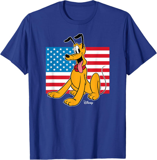 Pluto - Patriotic Americana USA Flag T-Shirt - T-Shirt | Royal