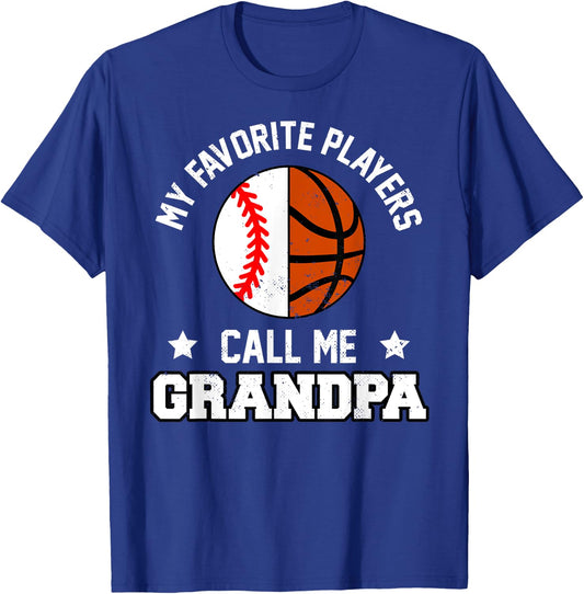 My Favorites Baseball Basketball Players Call Me Grandpa T-Shirt - T-Shirt | Royal