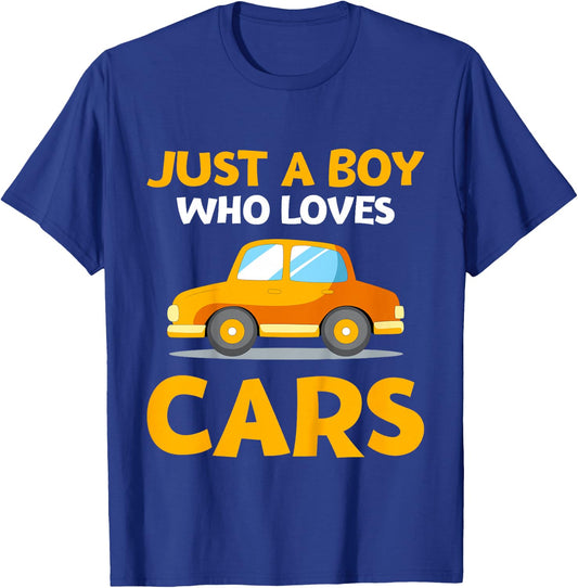 Just a Boy Who Loves Cars Son Grandson Kids Toy Car Lover T-Shirt - T-Shirt | Royal