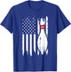 Bowling American Flag Stripes Patriot Men Women Bowler Pin T-Shirt - T-Shirt | Royal