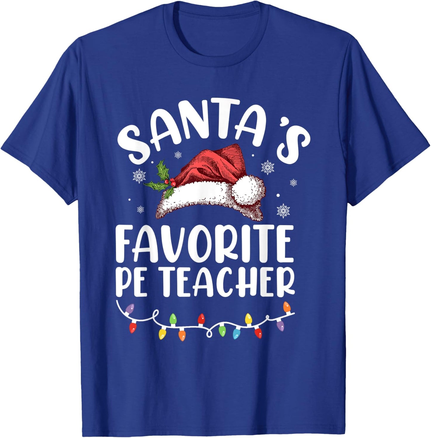 Santa's Favorite Pe Teacher Christmas, Teacher Christmas Women Kids T-Shirt - T-Shirt | Royal