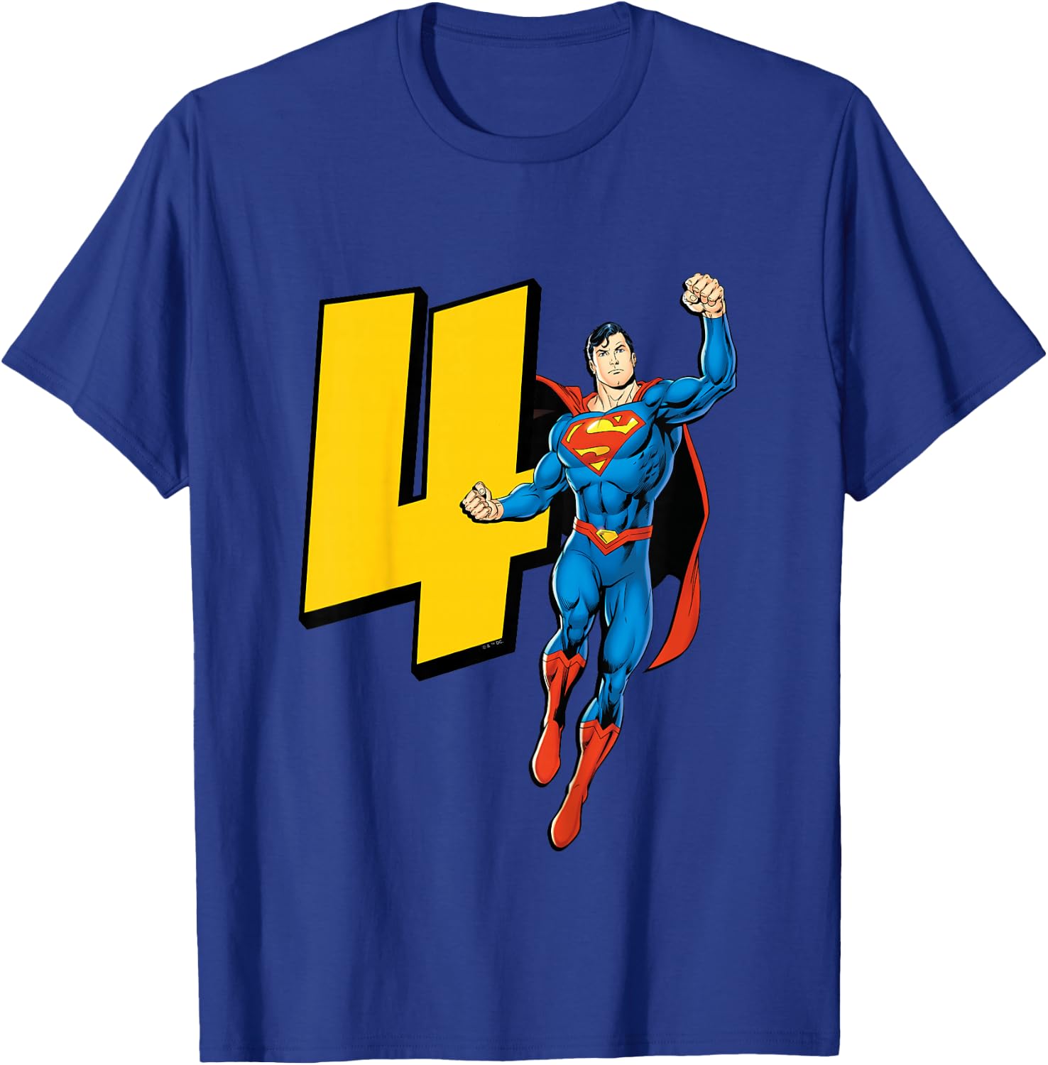 Kids Superman Super Hero 4th Birthday T-Shirt - T-Shirt | Royal