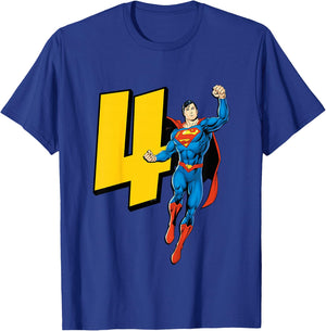 Kids Superman Super Hero 4th Birthday T-Shirt - T-Shirt | Royal