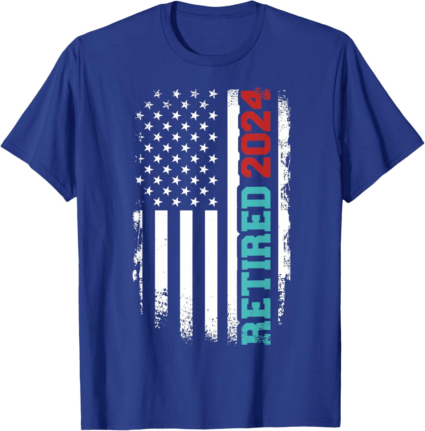 Retired 2024 us american flag for retirement and pensioner T-Shirt - T-Shirt | Royal