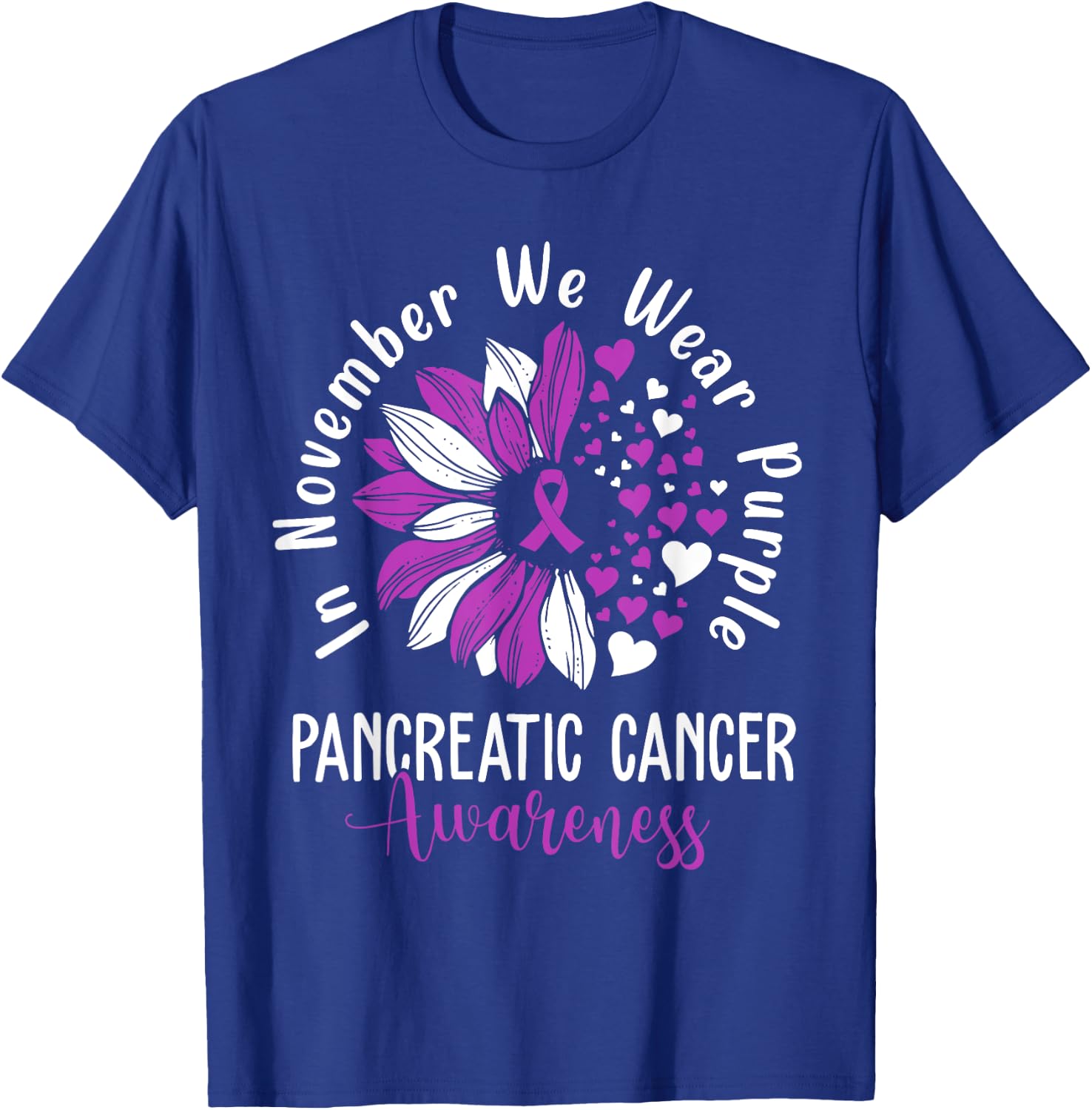 In November We Wear Purple Pancreatic Cancer Awareness T-Shirt - T-Shirt | Royal