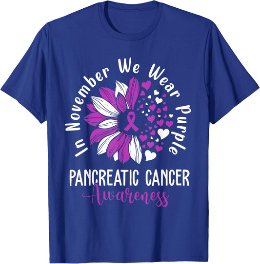 In November We Wear Purple Pancreatic Cancer Awareness T-Shirt - T-Shirt | Royal