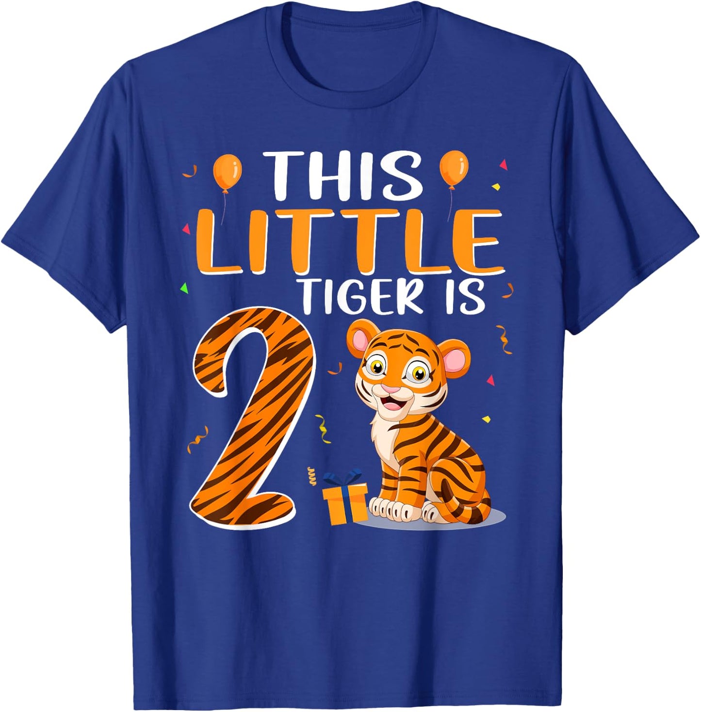 This Little Tiger Is 2 Birthday Party 2 Year Old T-Shirt - T-Shirt | Royal