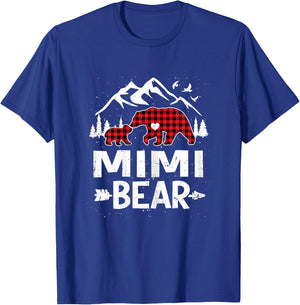 Mimi Bear Family Christmas 2025 Red Buffalo Plaid Pajamas T-Shirt - T-Shirt | Royal