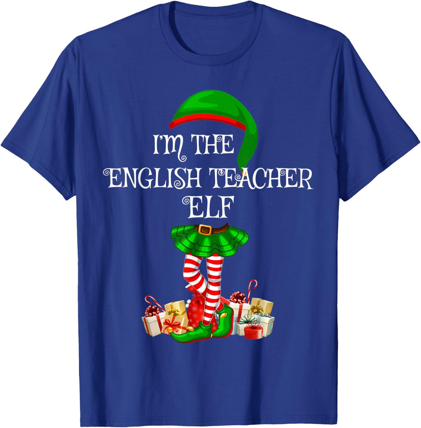 Family Matching Women Girls English Teacher Elf Christmas T-Shirt - T-Shirt | Royal