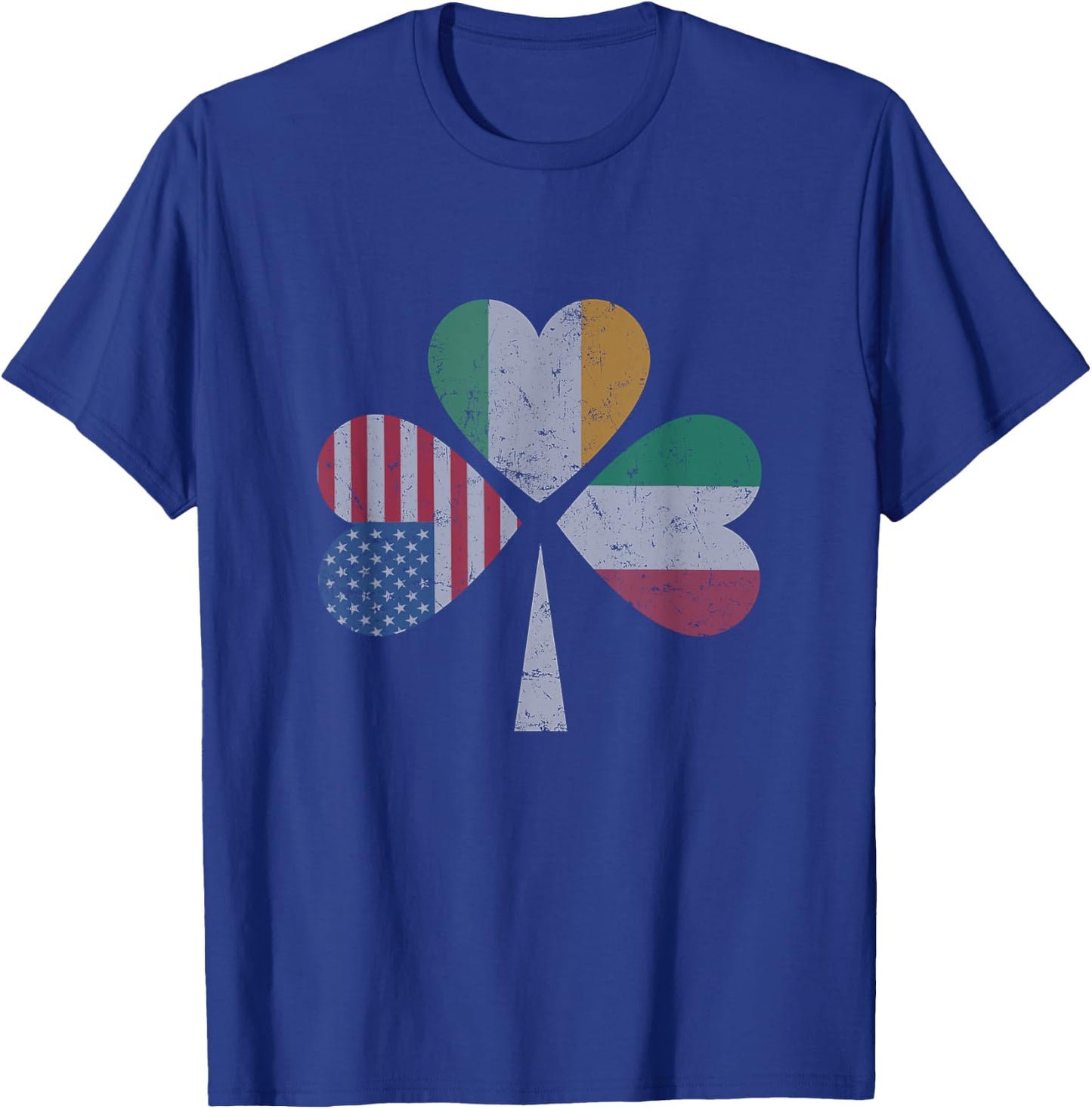 Irish Italian American Flag Ireland Italy USA Patrick's Day Women Kids Men T-Shirt - T-Shirt | Royal