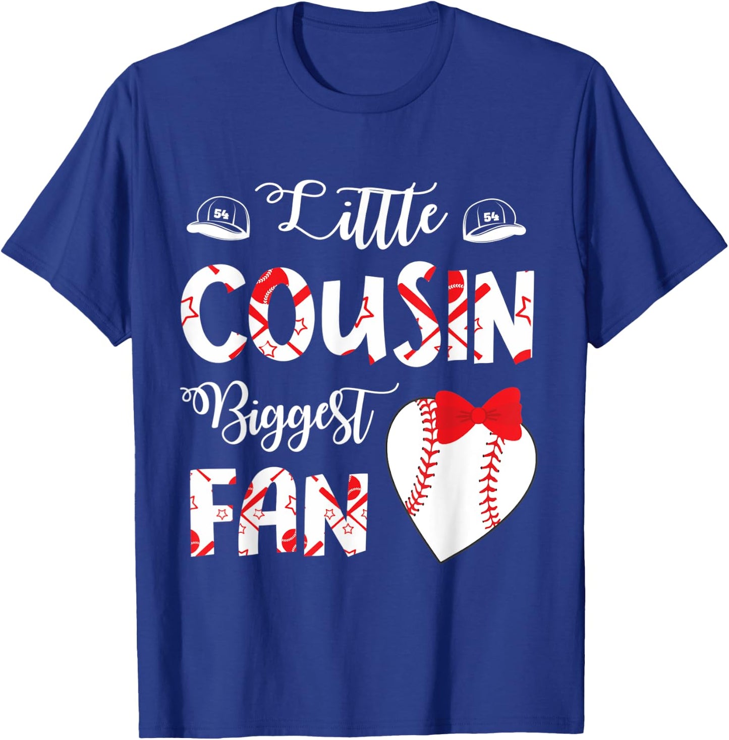 Big Baseball Heart Little Cousin Biggest Fan Player Lover T-Shirt - T-Shirt | Royal