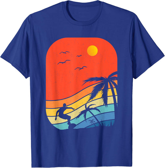 Vintage Surfer Retro Surfing Beach Surf Hawaiian Women Girls Kids T-Shirt - T-Shirt | Royal