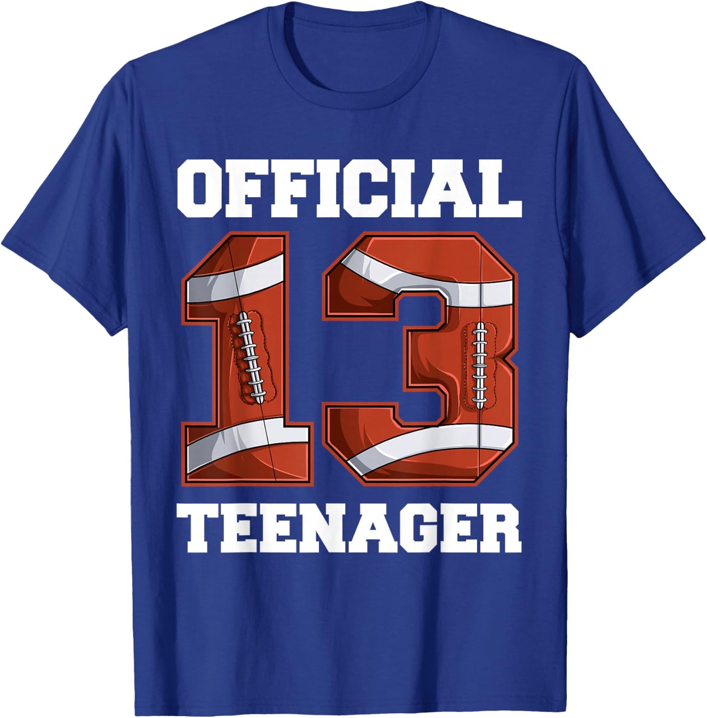 Football 13 Year Old Birthday Boy Shirt, Official Teenager T-Shirt - T-Shirt | Royal