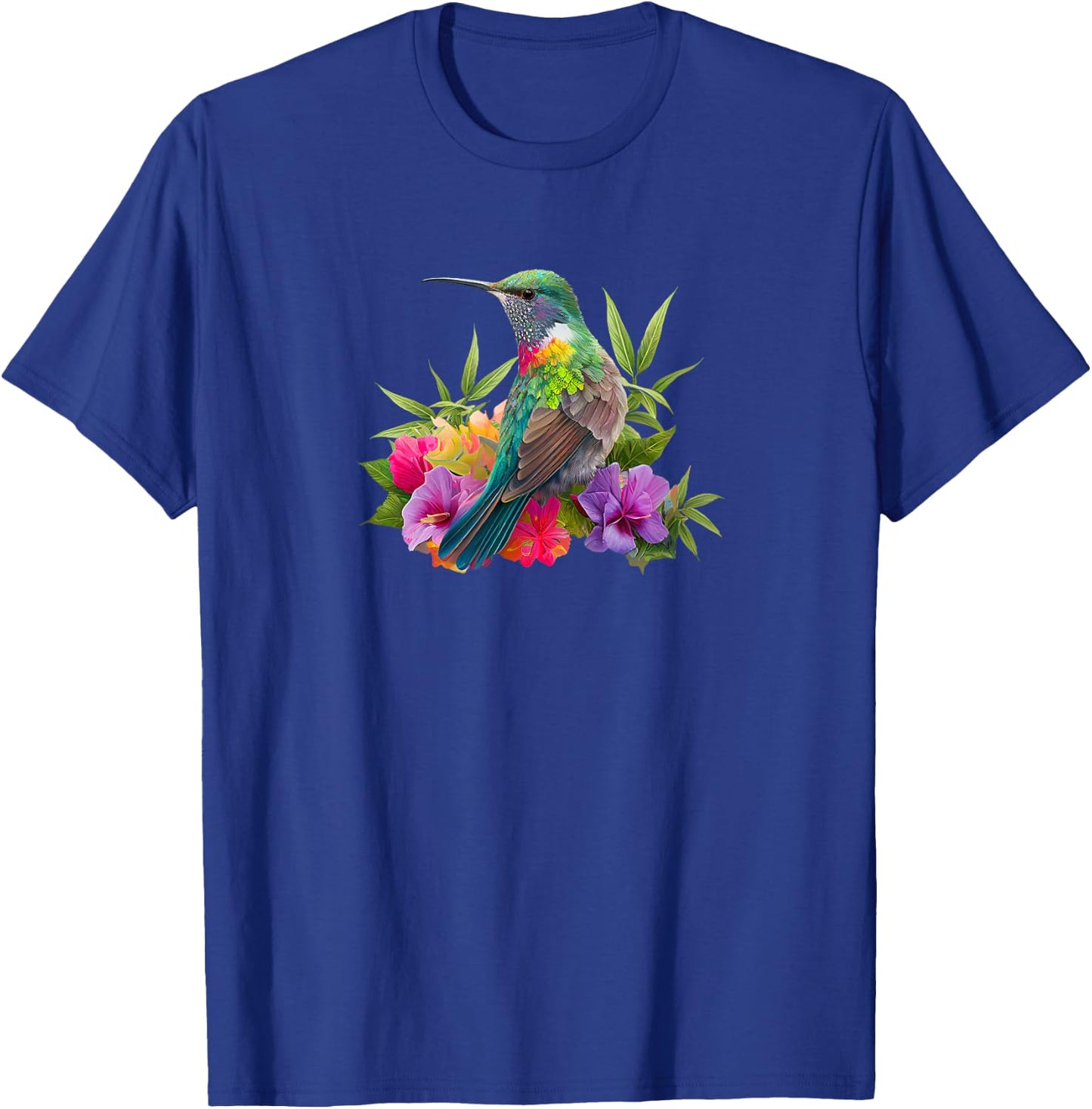 Backyard Bird Watchers Birder Birding Flowers Hummingbird T-Shirt - T-Shirt | Royal
