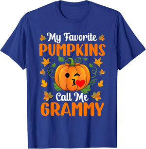 My Favorite Pumpkins Call Me Grammy Shirt Funny Halloween T-Shirt - T-Shirt | Royal