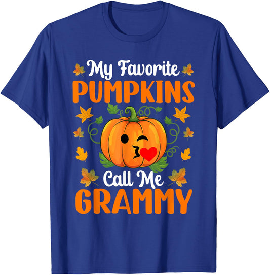 My Favorite Pumpkins Call Me Grammy Shirt Funny Halloween T-Shirt - T-Shirt | Royal