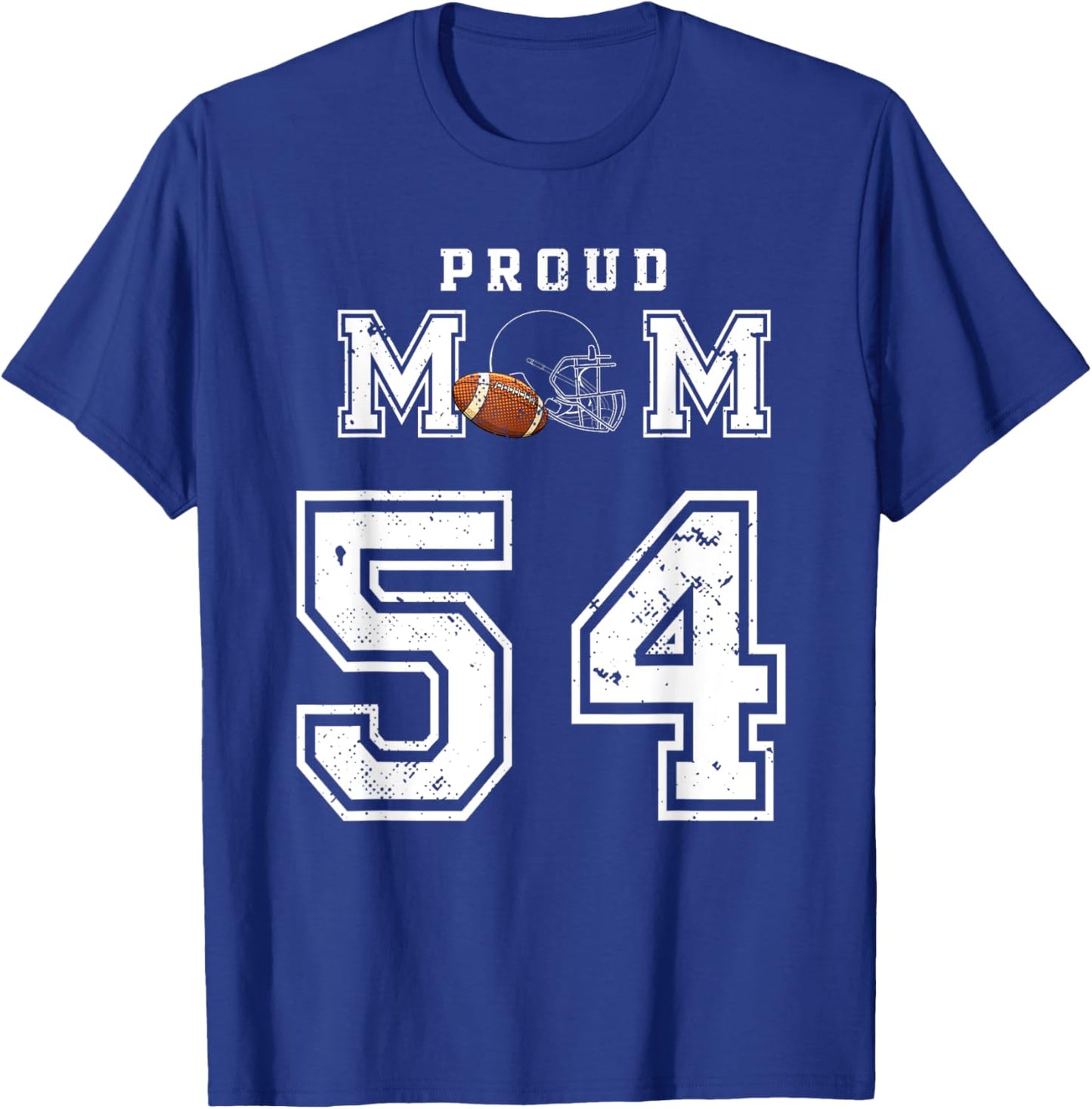 Custom Proud Football Mom Number 54 Personalized T-Shirt - T-Shirt | Royal