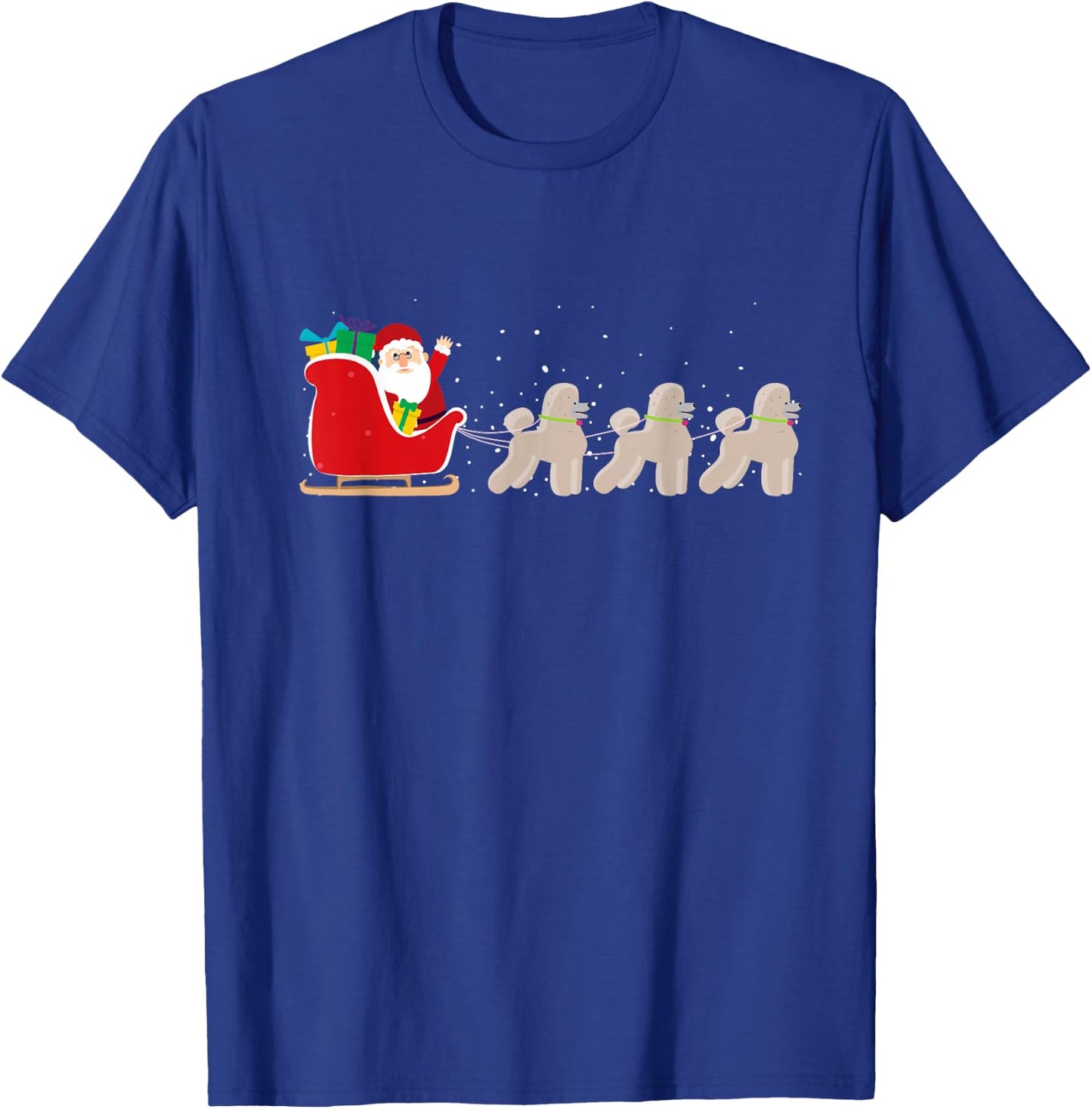 Poodle Santa Christmas Sleigh - Funny Poodle Xmas T-Shirt - T-Shirt | Royal