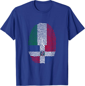 Dominican & Italy Fingerprint Half Italian Dominicana Roots T-Shirt - T-Shirt | Royal