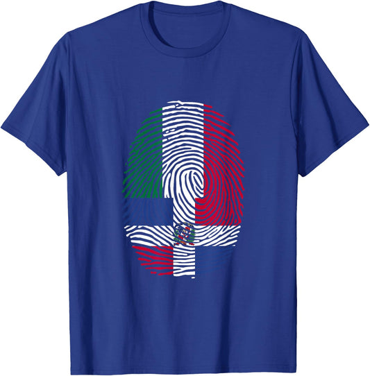 Dominican & Italy Fingerprint Half Italian Dominicana Roots T-Shirt - T-Shirt | Royal