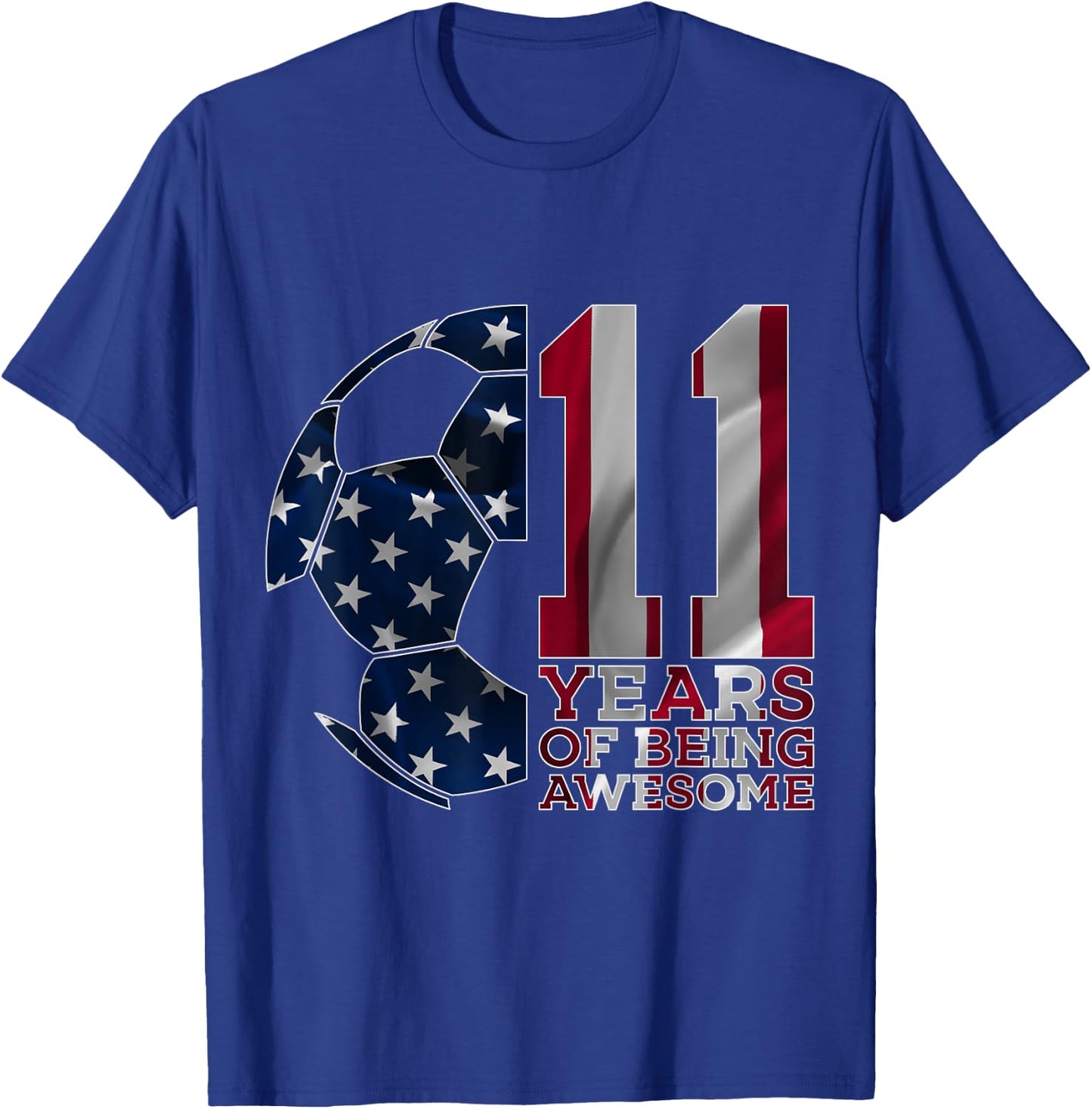 11 Years of Being Awesome Soccer 11th Birthday T-Shirt - T-Shirt | Royal