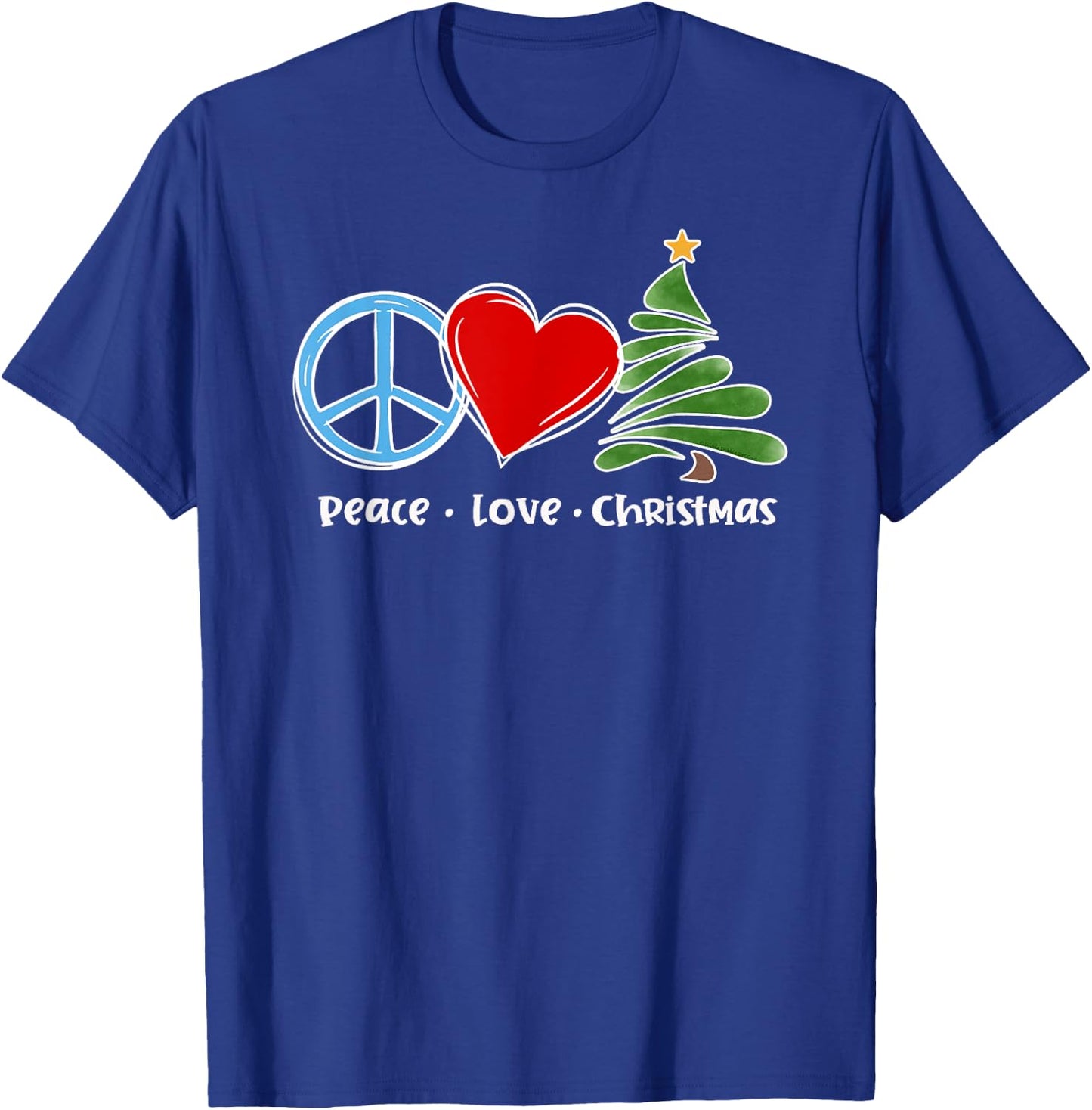 Cute Retro Peace Love Christmas Boho Christmas T-Shirt - T-Shirt | Royal