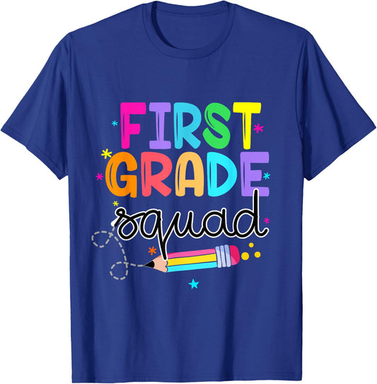 1st First Grade Squad Student Teacher Back To School T-Shirt - T-Shirt | Royal