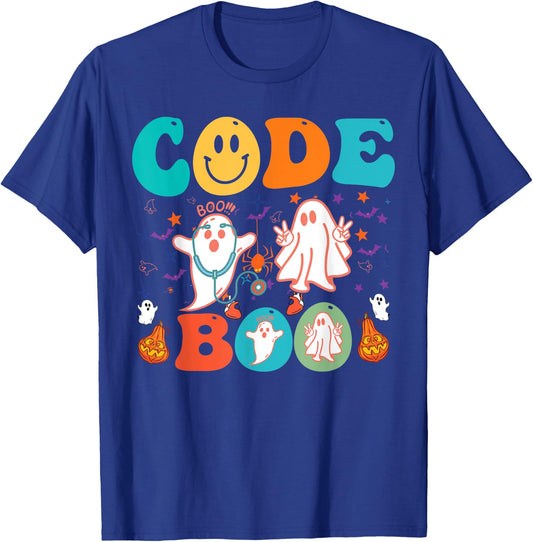 Code Boo Spooky Respiratory Respiratory Therapist Halloween T-Shirt - T-Shirt | Royal