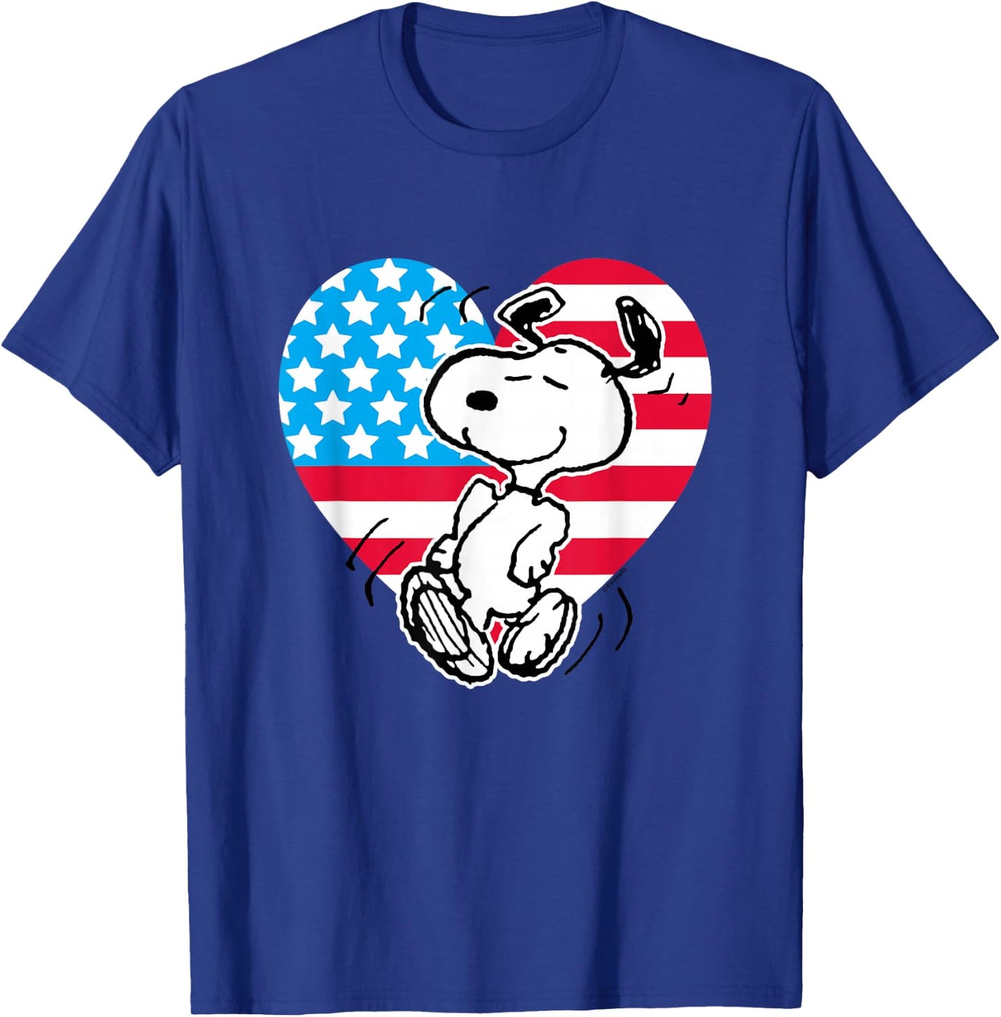 Peanuts - Snoopy USA Flag Heart T-Shirt - T-Shirt | Royal