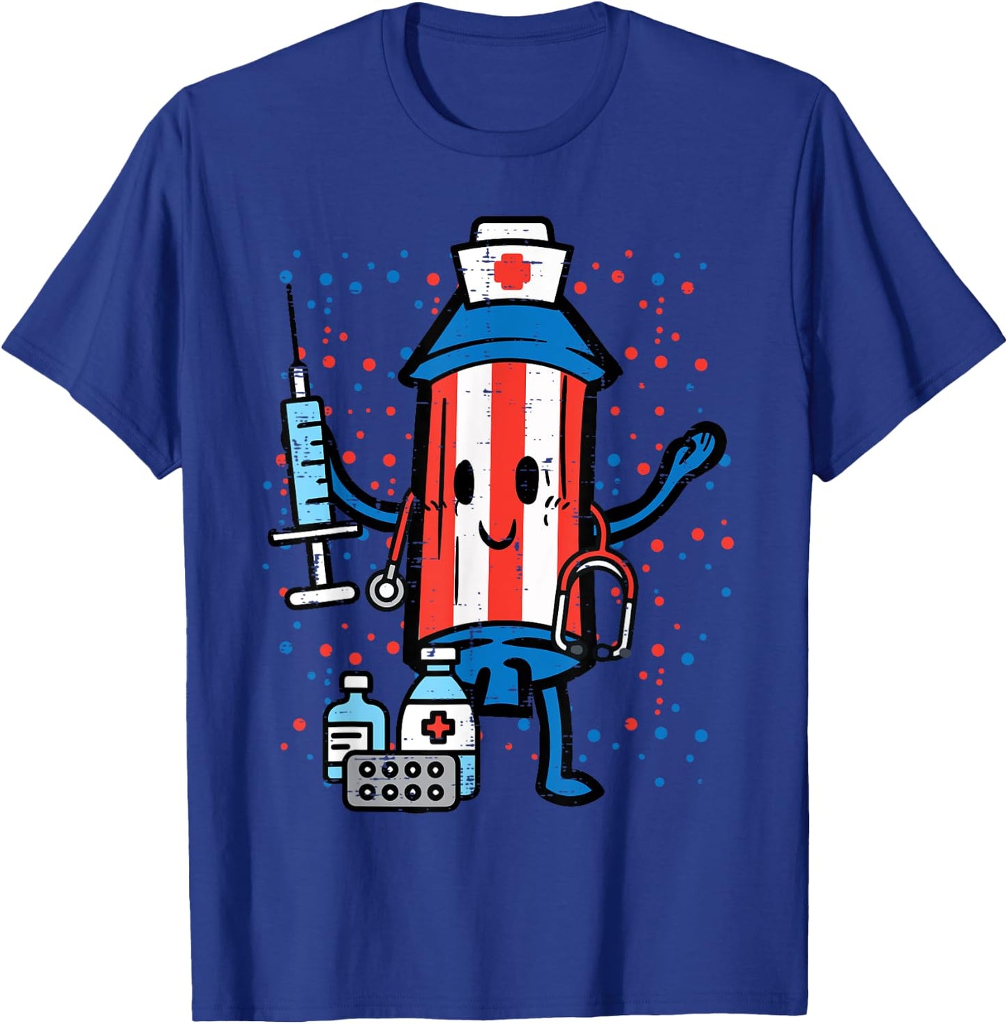 4th Of July Firecracker Nurse Funny America Scrub Top Women T-Shirt - T-Shirt | Royal