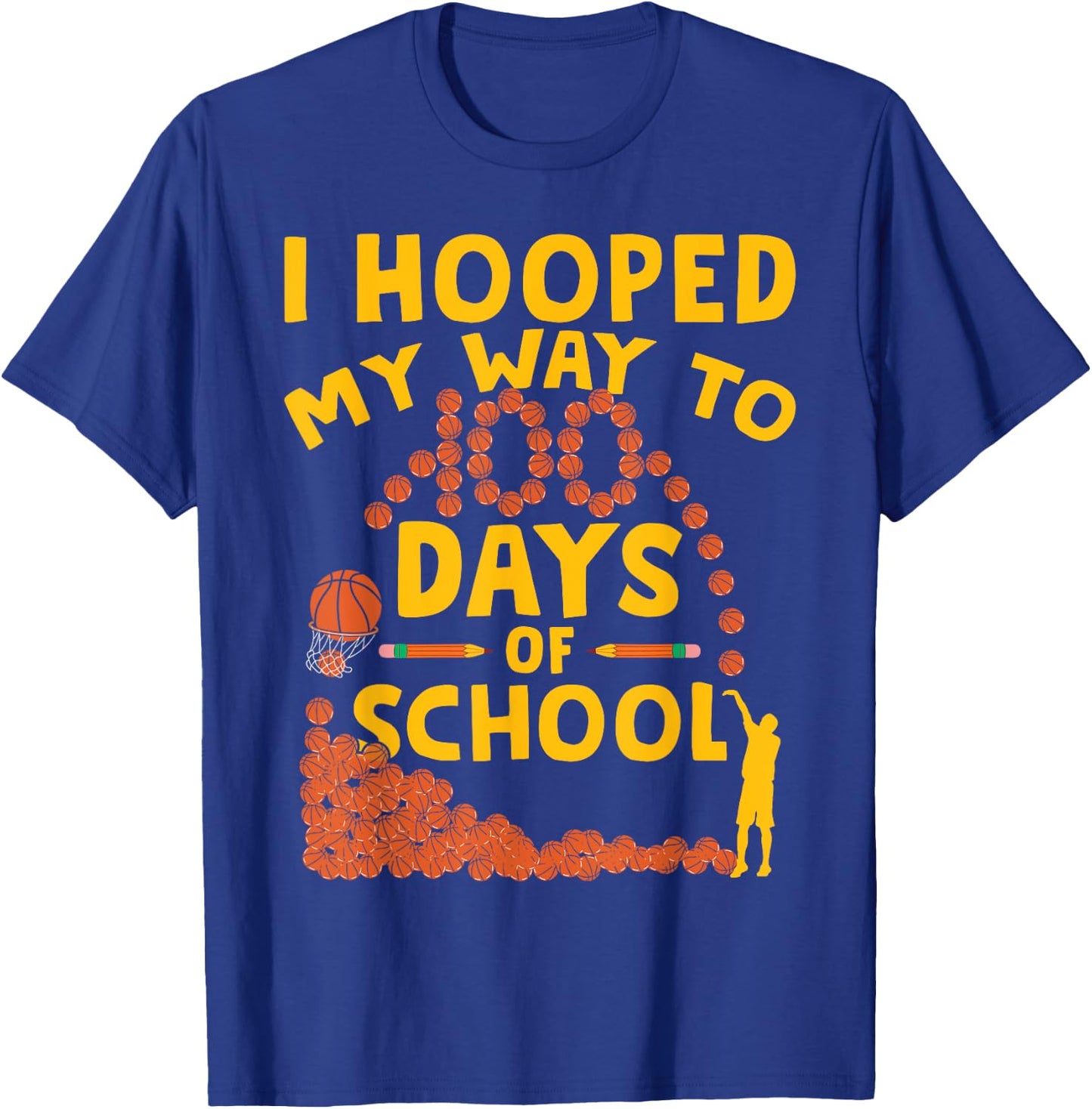 Funny 100 Days Of School 100th Day Of School Basketball T-Shirt - T-Shirt | Royal