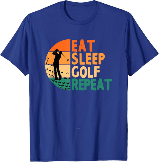 Eat Sleep Golf Repeat Golfing Golfer Funny Player T-Shirt - T-Shirt | Royal