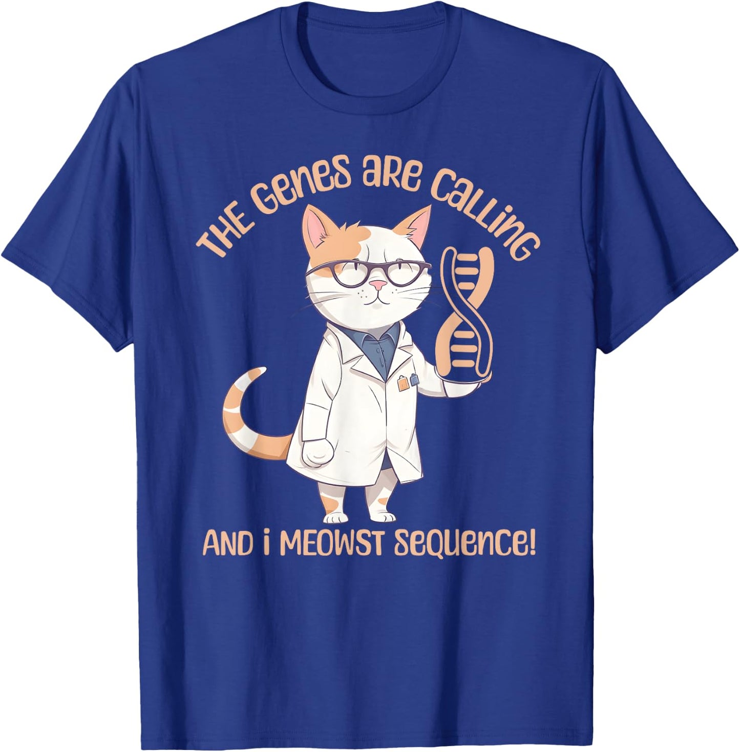 Funny Molecular Biology Cat Gene Sequencing DNA Biologist Men Women T-Shirt - T-Shirt | Royal