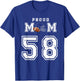 Custom Proud Football Mom Number 58 Personalized T-Shirt - T-Shirt | Royal