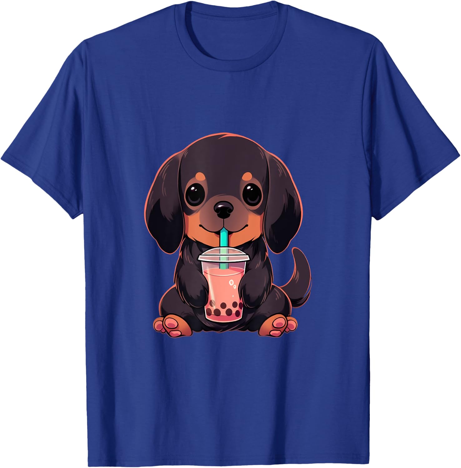 Dachshund Boba Tea Bubble Tea Anime Kawaii Dog Women Girls Kids T-Shirt - T-Shirt | Royal