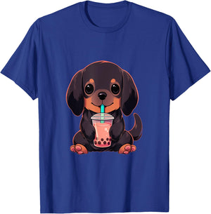 Dachshund Boba Tea Bubble Tea Anime Kawaii Dog Women Girls Kids T-Shirt - T-Shirt | Royal