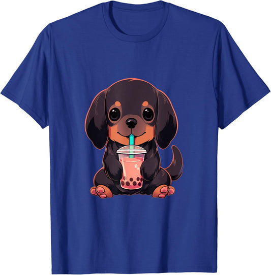Dachshund Boba Tea Bubble Tea Anime Kawaii Dog Women Girls Kids T-Shirt - T-Shirt | Royal
