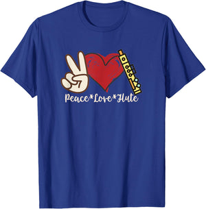 Peace Love Flute T-Shirt - T-Shirt | Royal