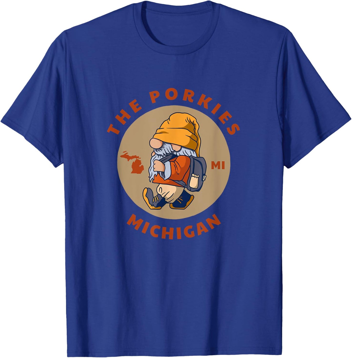 Porcupine Mountains Wilderness State Park Michigan Gnome MI T-Shirt - T-Shirt | Royal