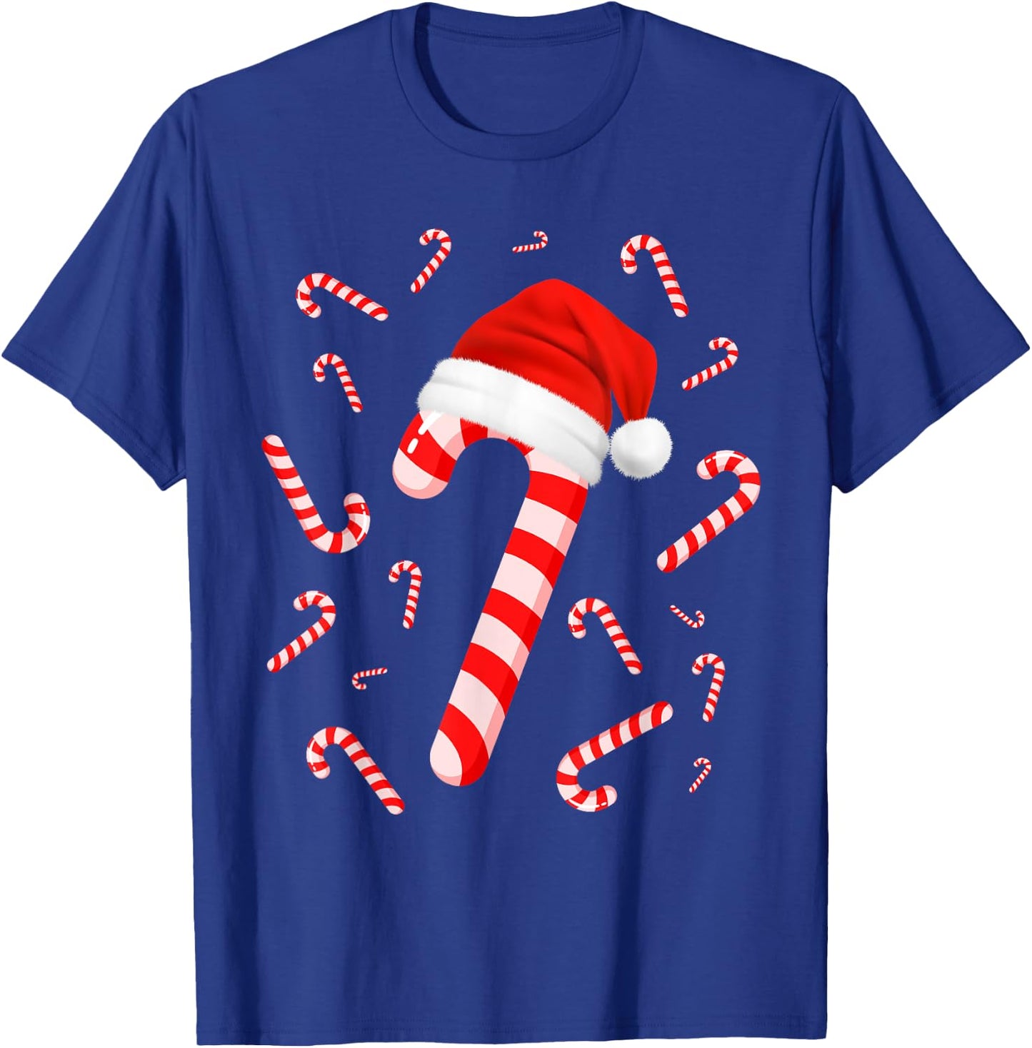 Funny Red and White Candy Crew Santa Merry Christmas Xmas T-Shirt - T-Shirt | Royal