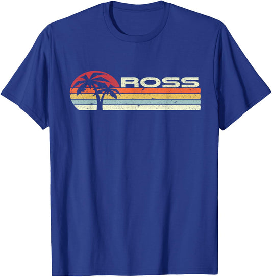 Ross Surname 80s 90s Vintage Sunset with Palm Trees T-Shirt - T-Shirt | Royal