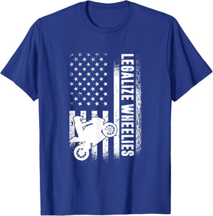 Legalize Wheelies, American Motorbike Rider T-Shirt - T-Shirt | Royal